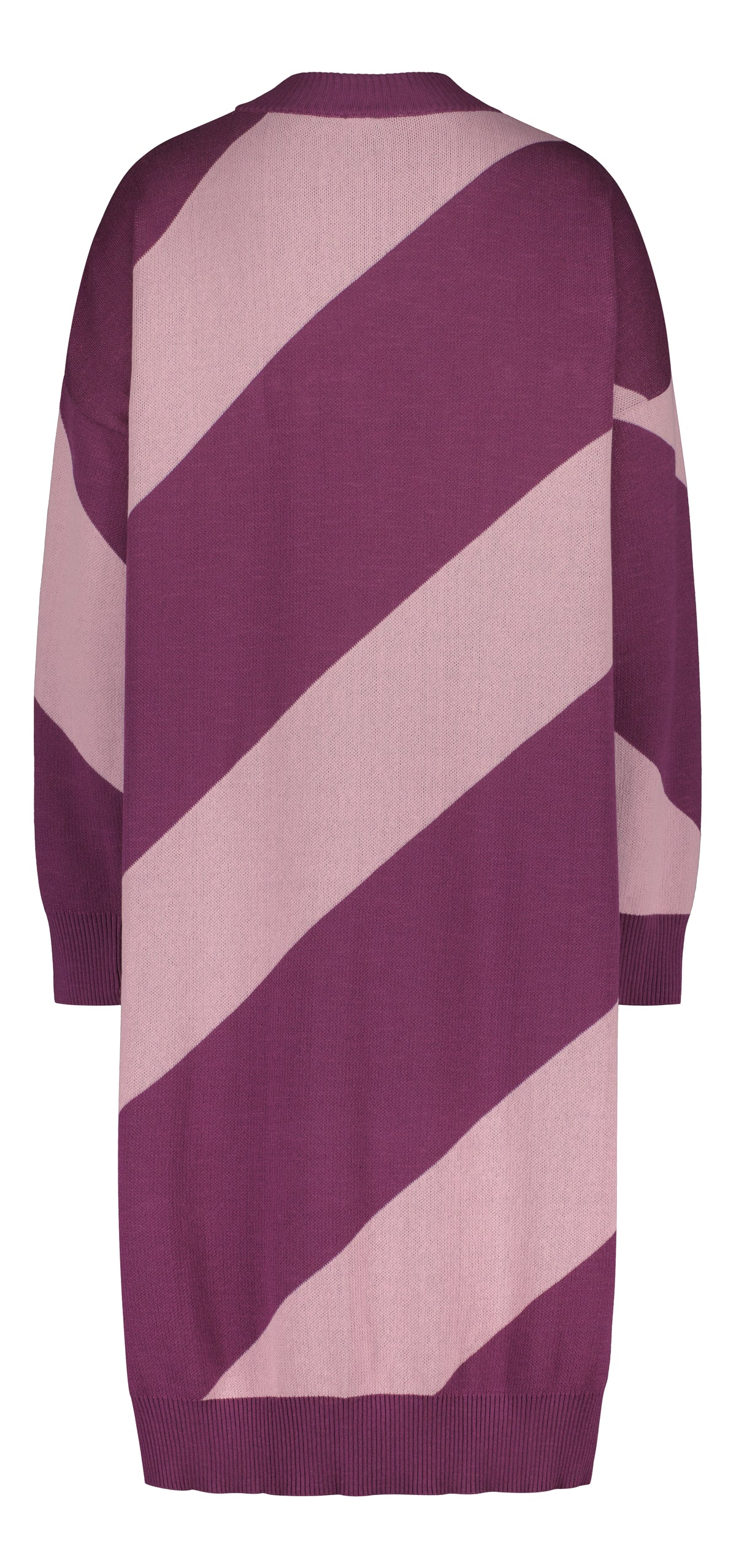 PRE-ORDER: LOOM knit dress, diagonal stripe, pink/plum