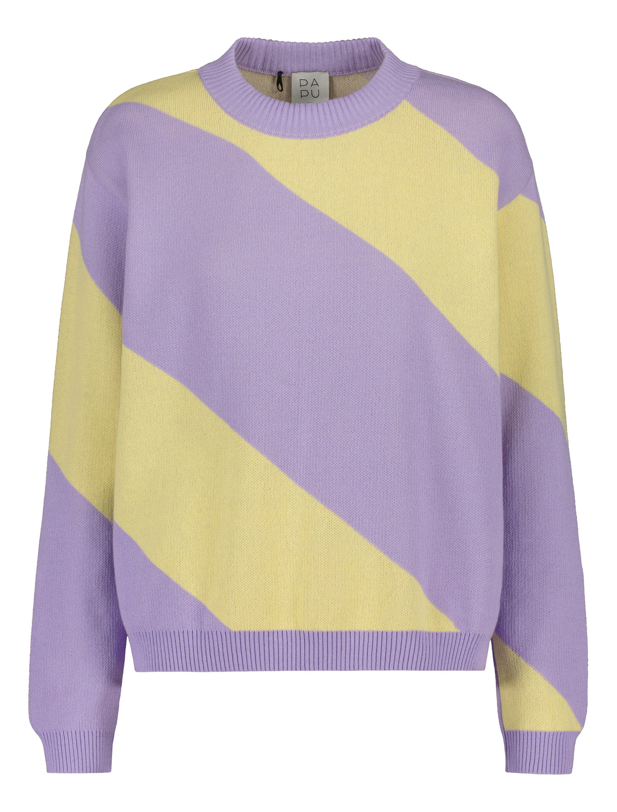 Knit sweater, diagonal stripe, lavender