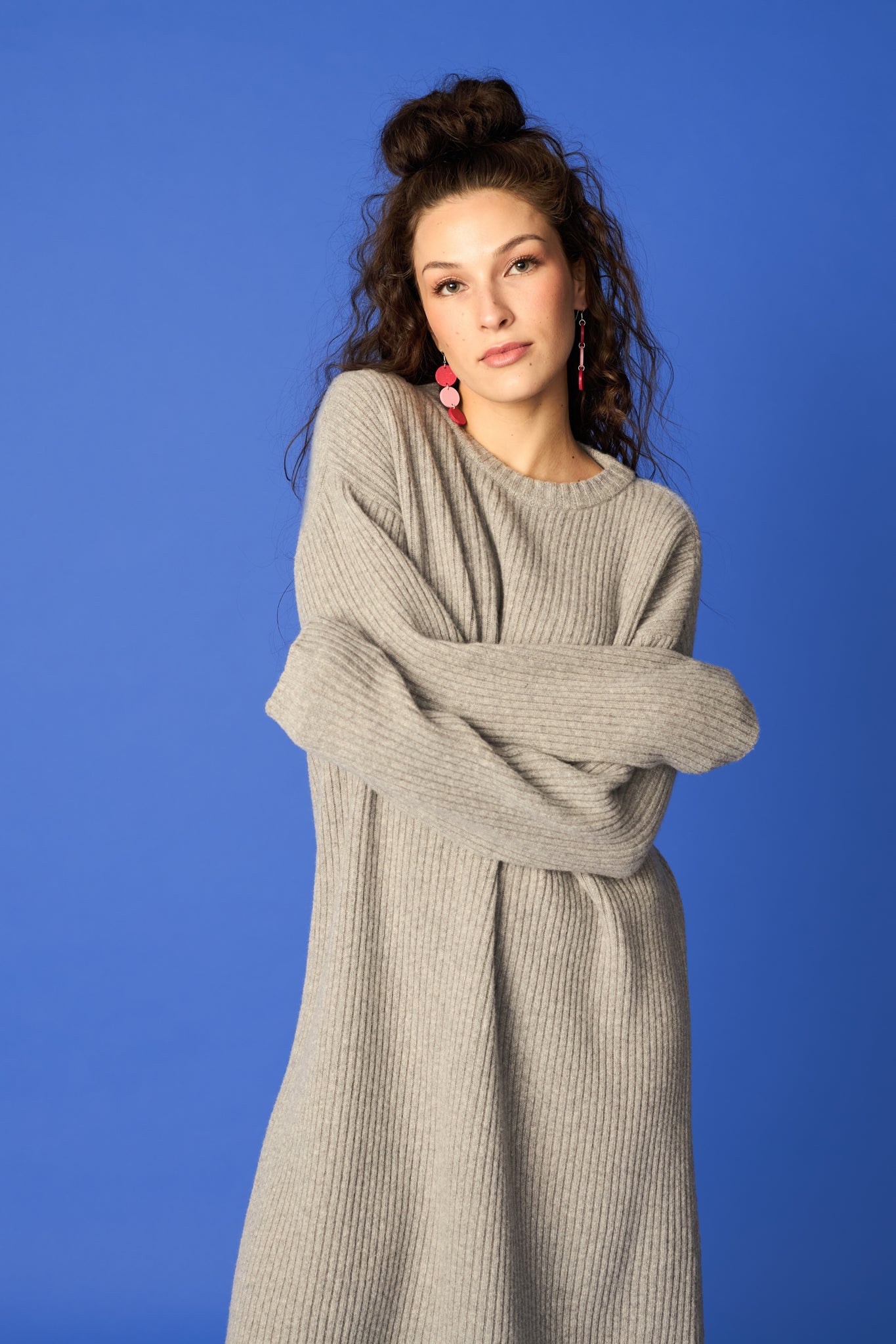 RIB KNIT -mekko, Melange Grey