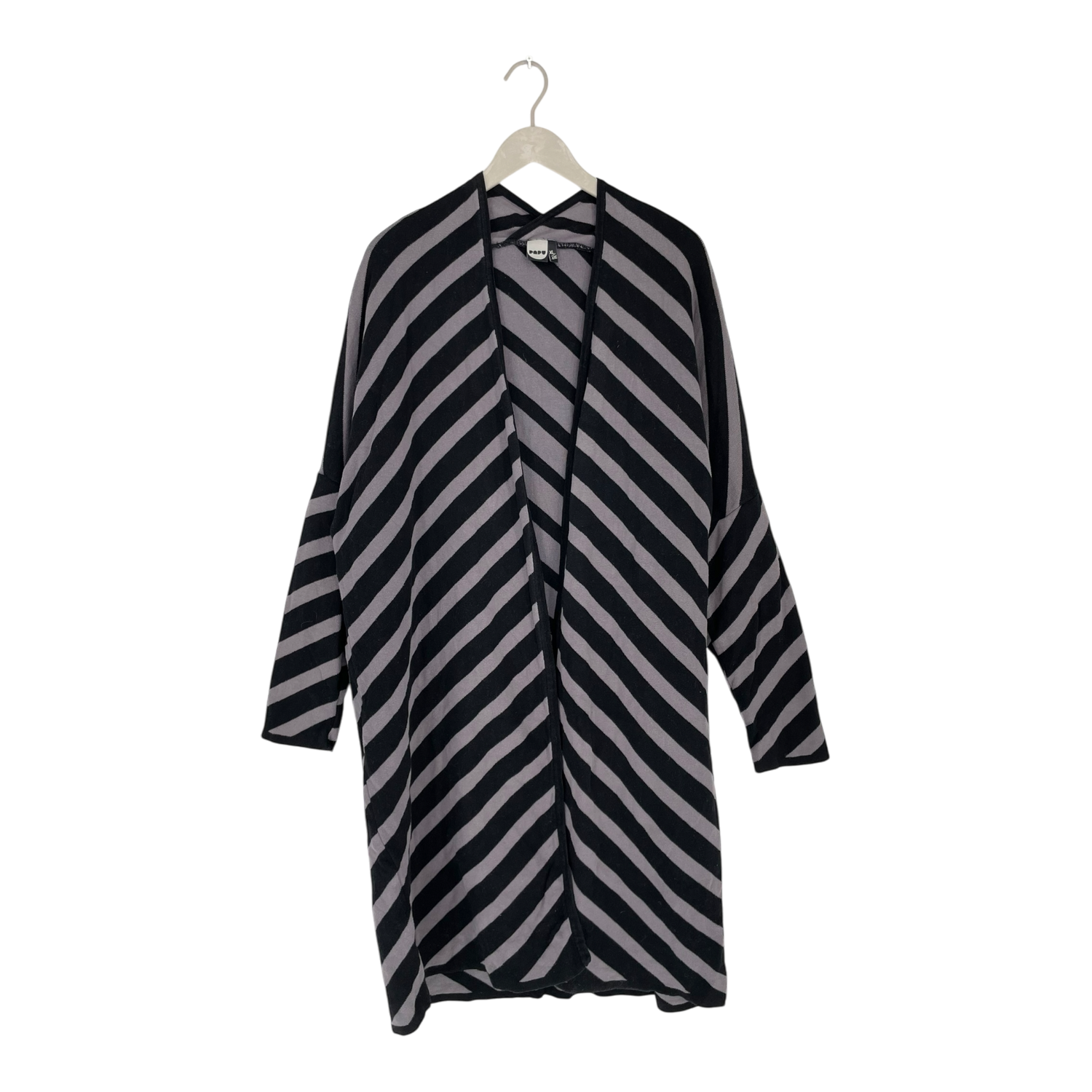 Long knitted cardigan, stripe | woman XL/XXL