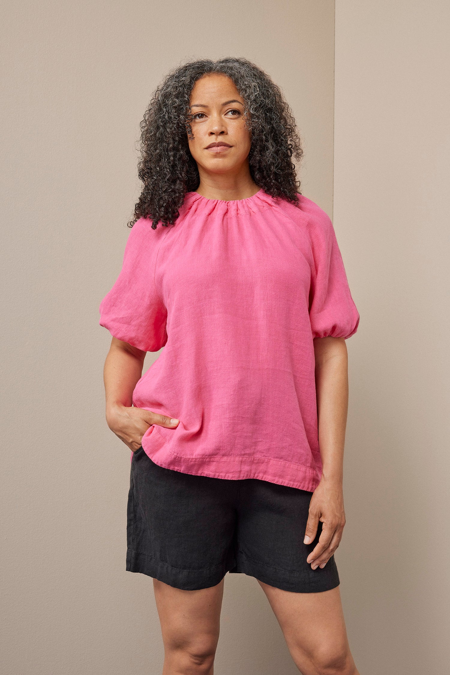 POUCH -paita pellava, Flow Pink