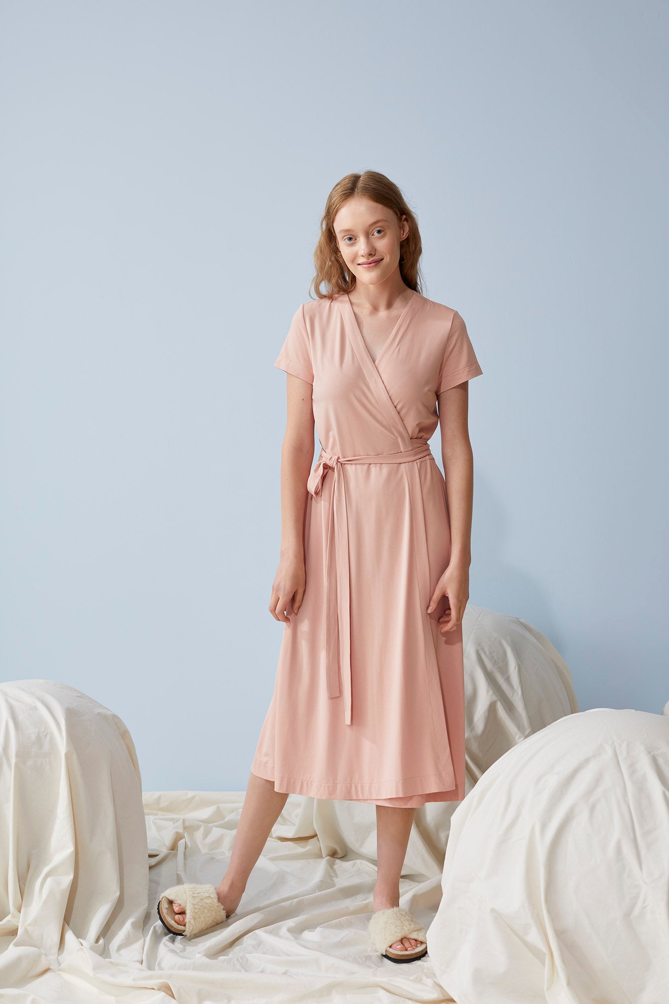 SHORT SLEEVE WRAP -mekko, Misty Pink