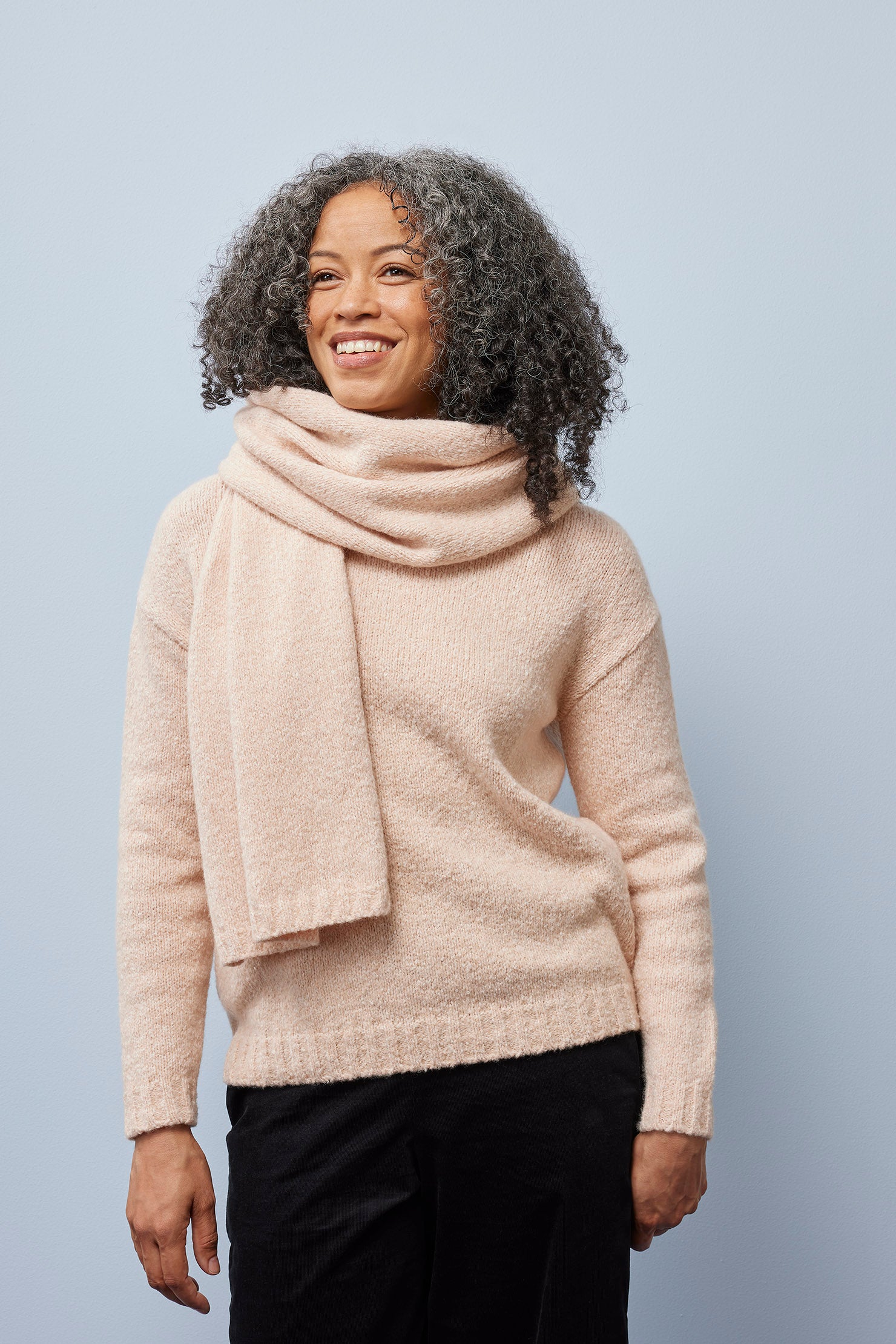 GIANT-huivi, Fluffy knit, Nude