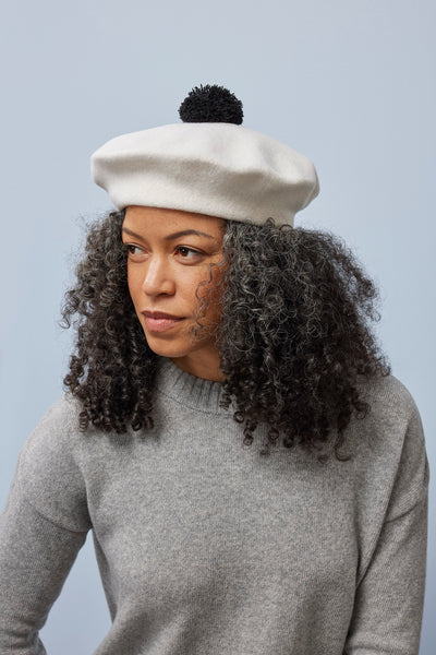 POM POM -baskeri, White/Black, naisten