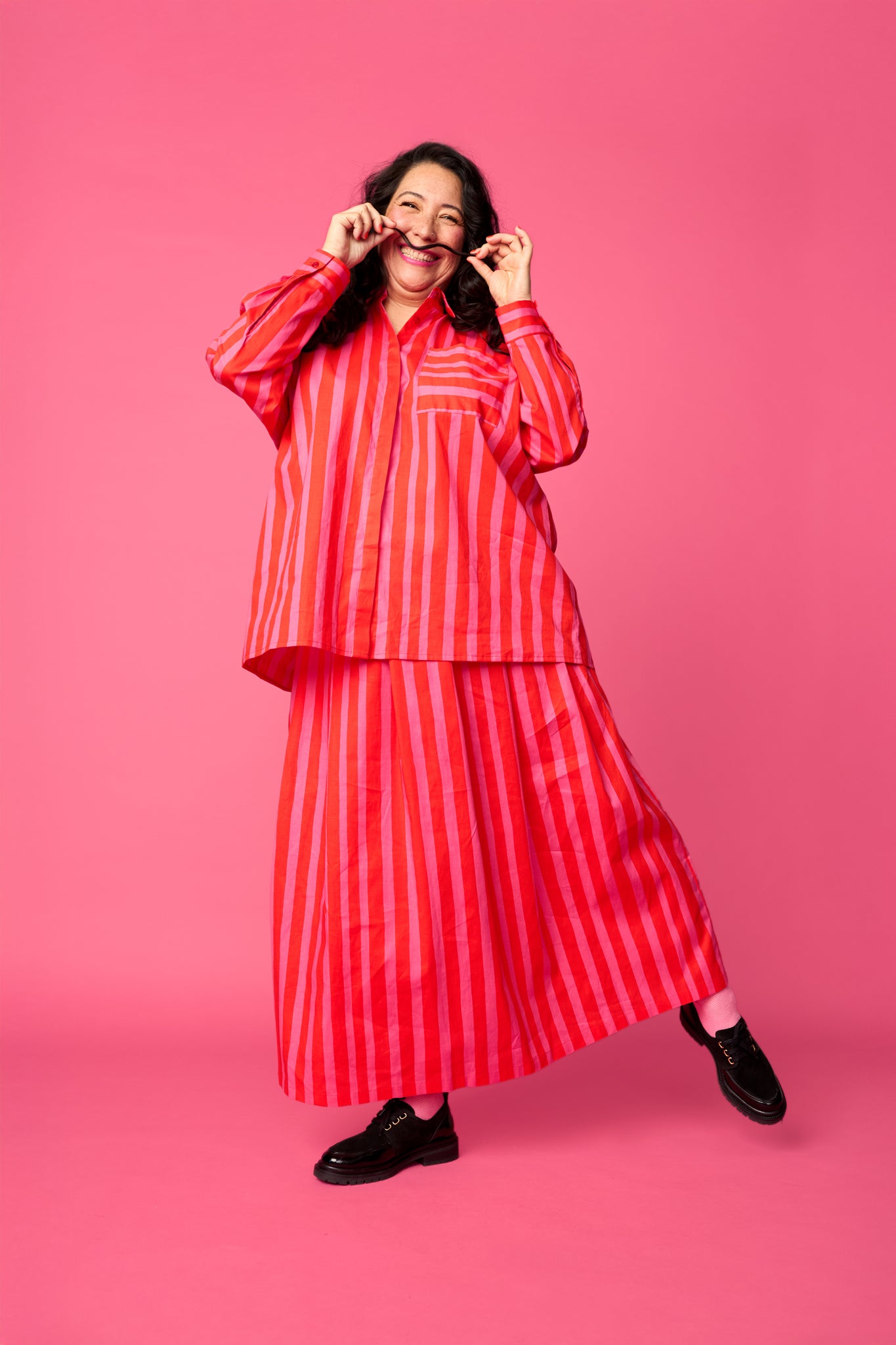 PLEATED-hame, Paris stripe pink