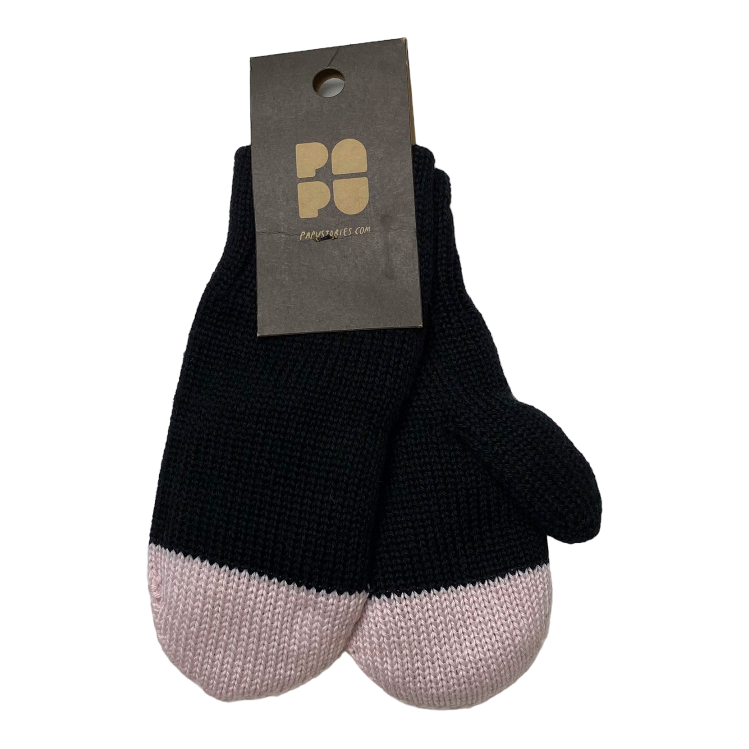 Papu kivi mittens, black/misty rose | 3-5y