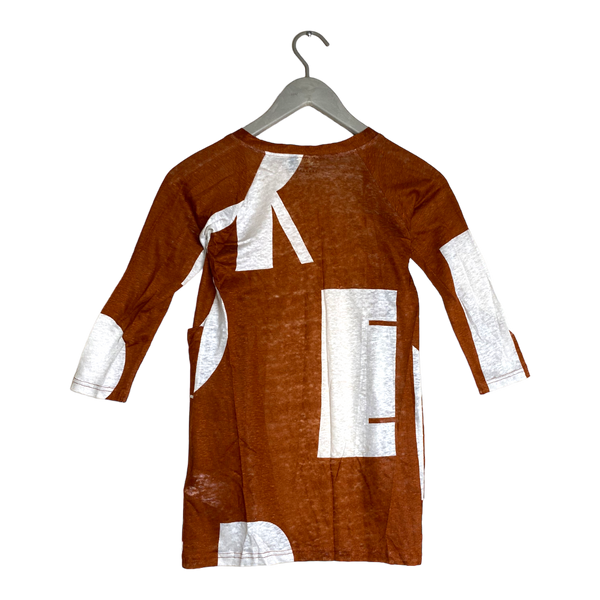 Papu linen cardigan, mahogany/white | 110/116cm