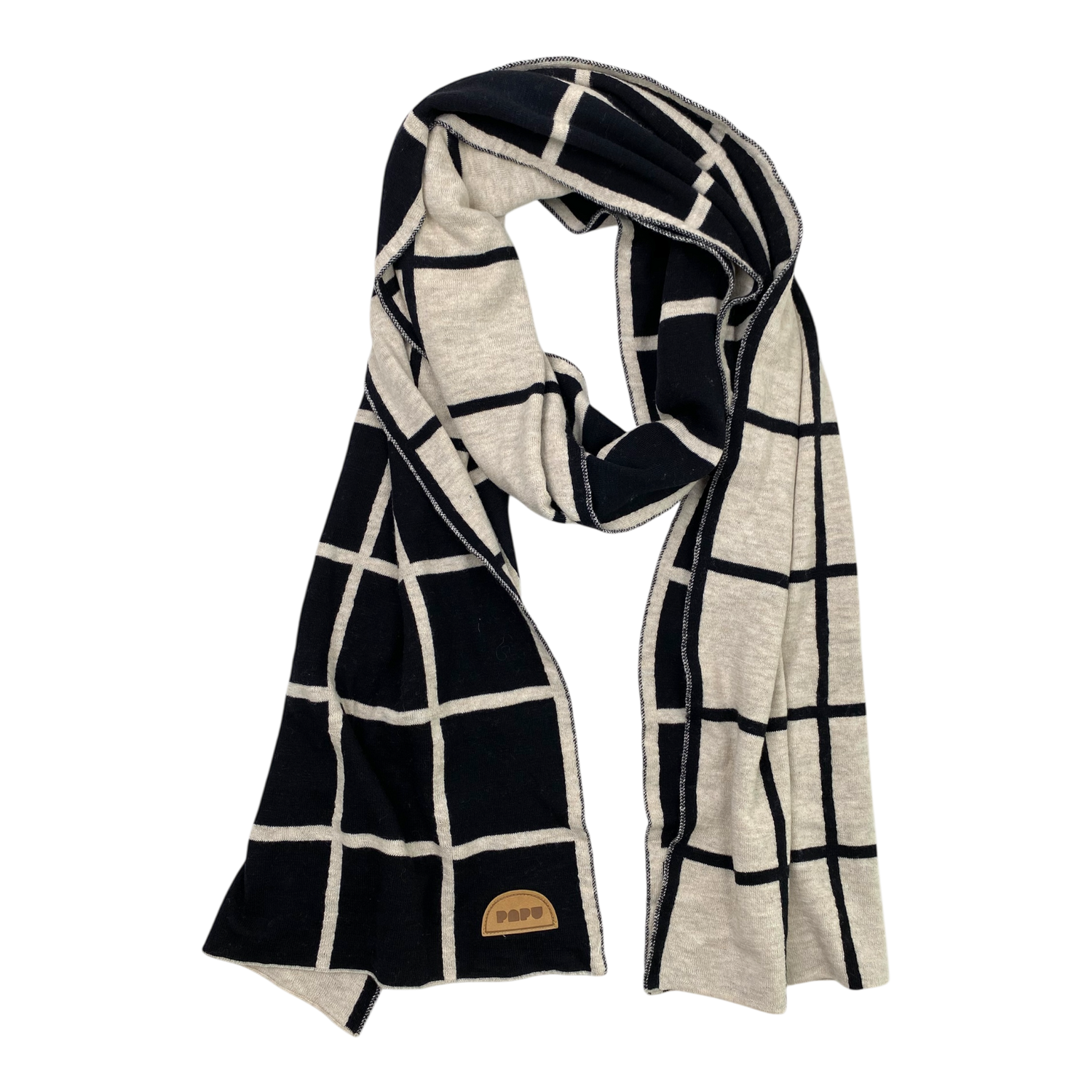 Knitted scarf, squares