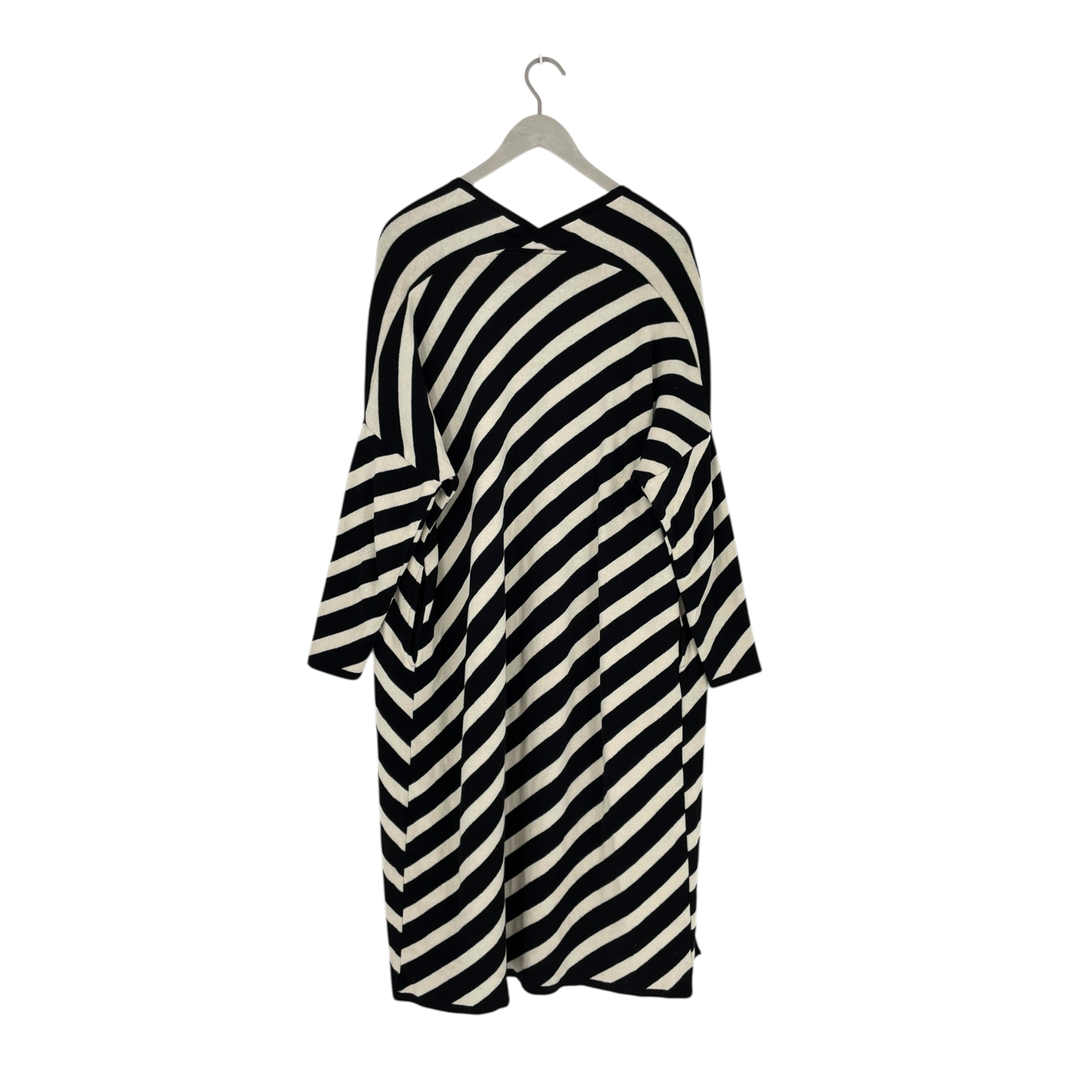 Long knitted cardigan, black/white | woman XS/S