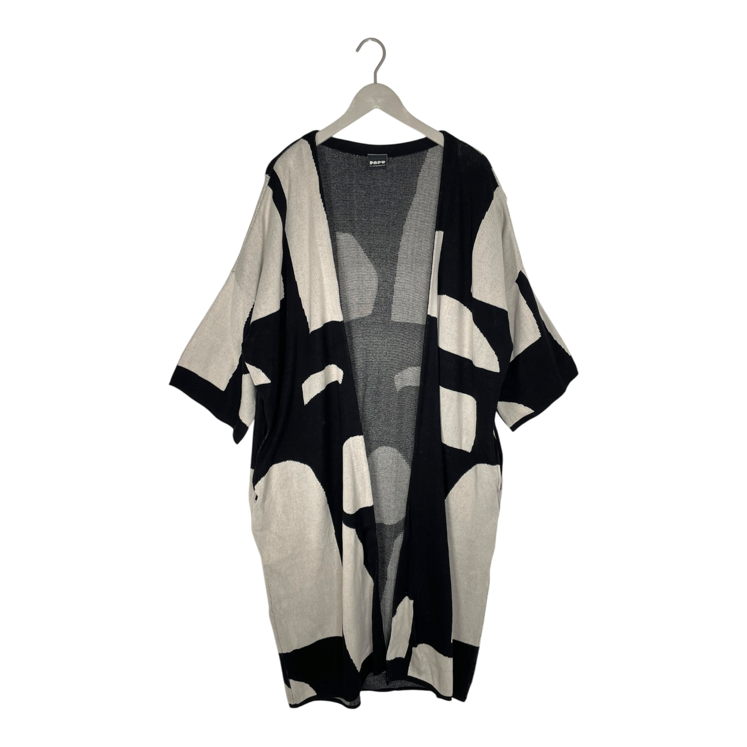 Long knitted cardigan, black and white | woman XS/S