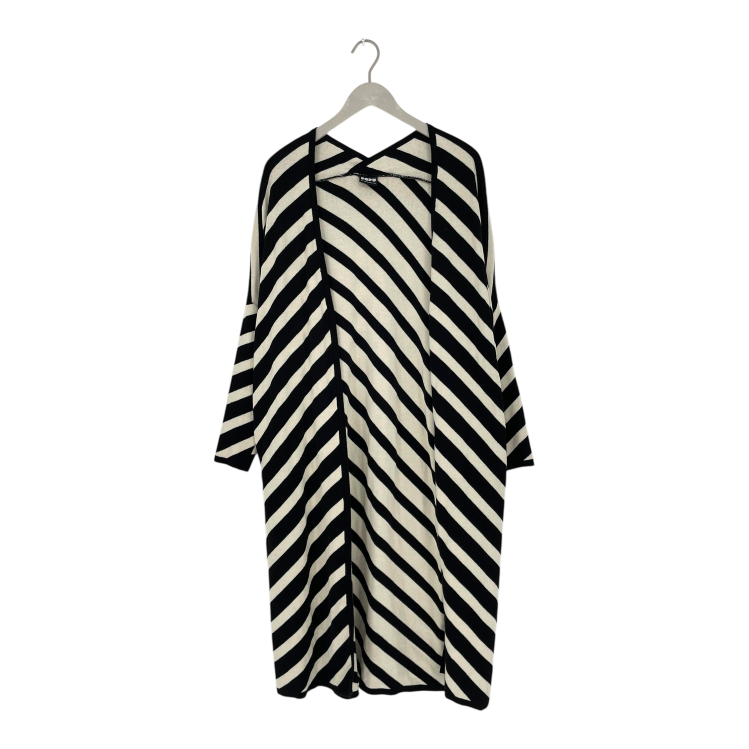 Long knitted cardigan, black/white | woman XS/S
