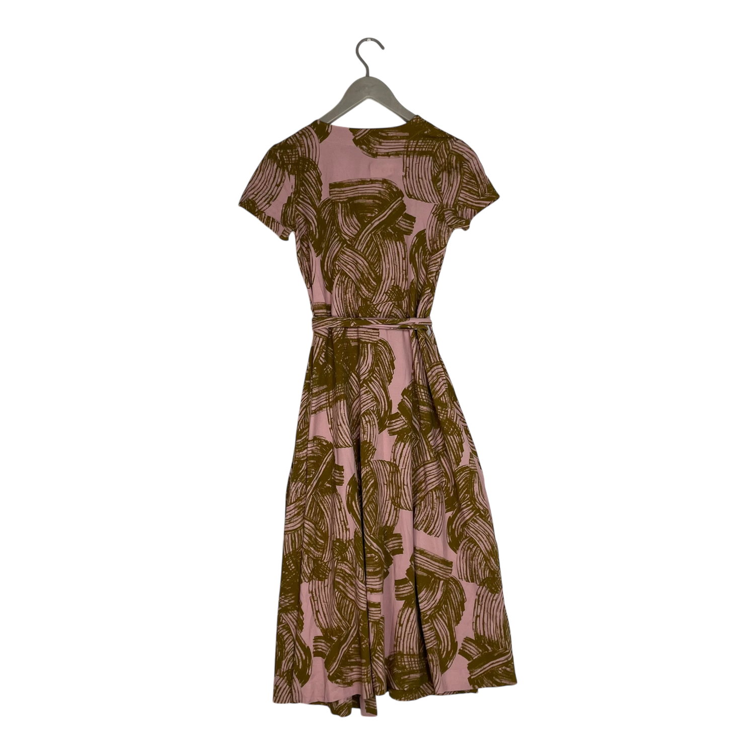 Belted wrap dress, pink/olive | woman XS