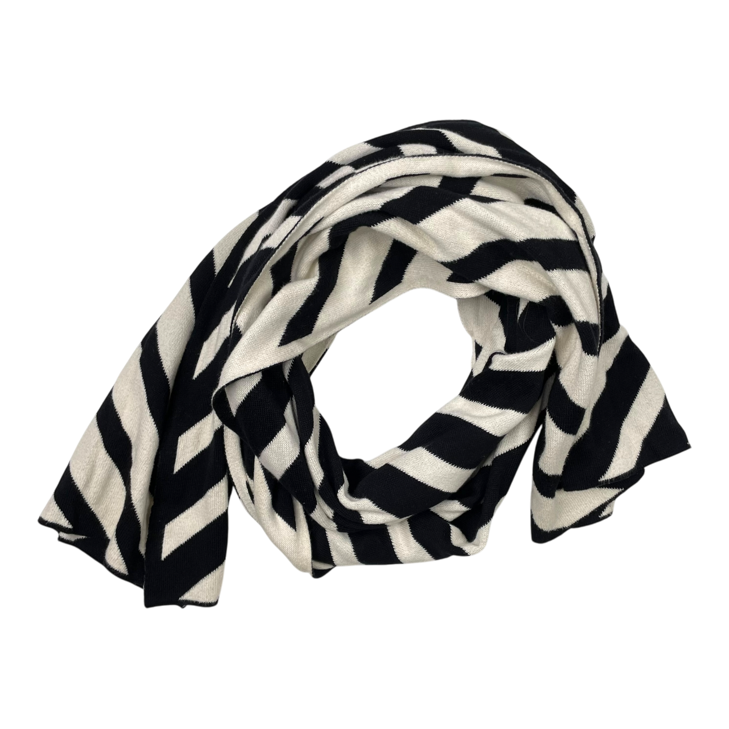 Knitted giant scarf, black, white | woman