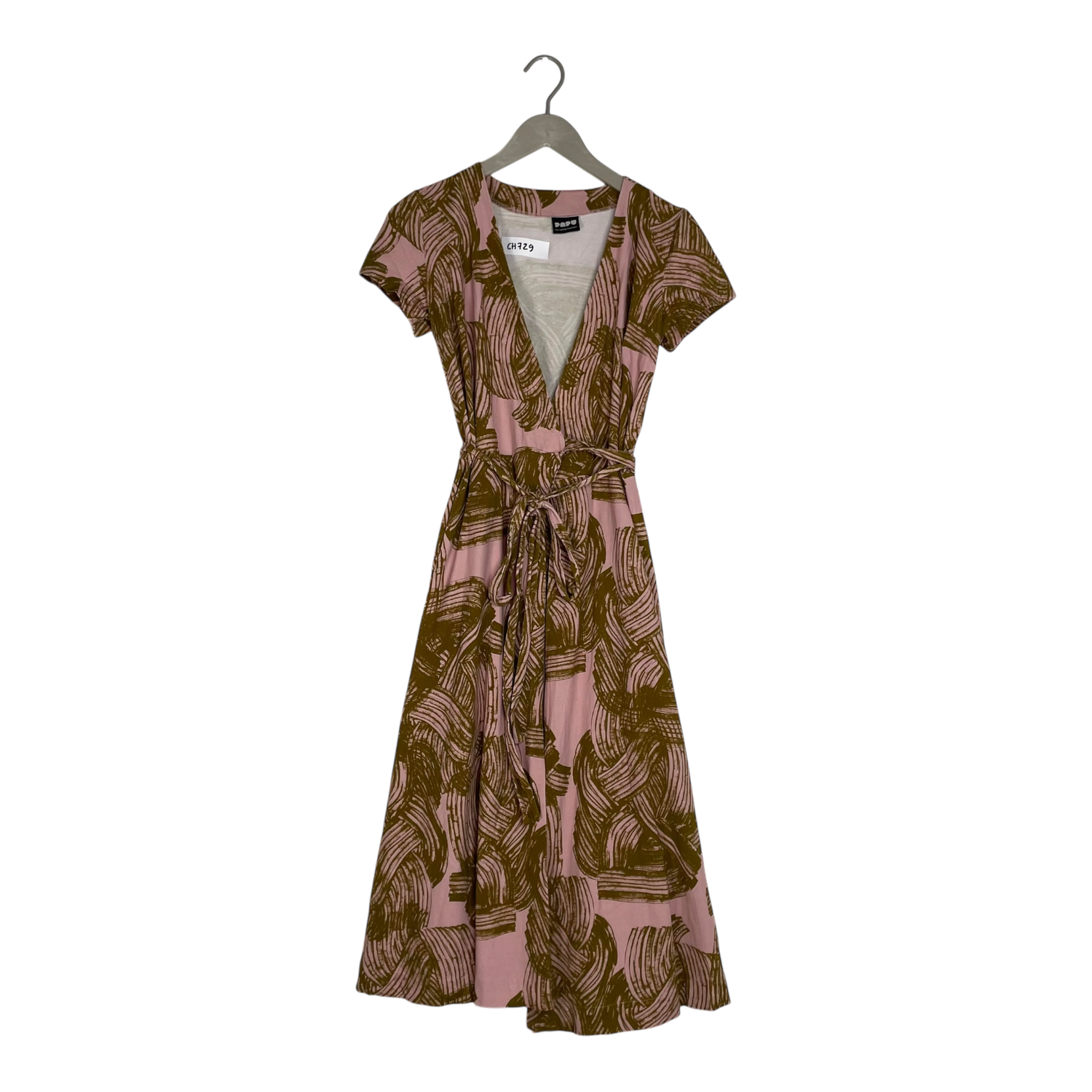 Belted wrap dress, pink/olive | woman XS