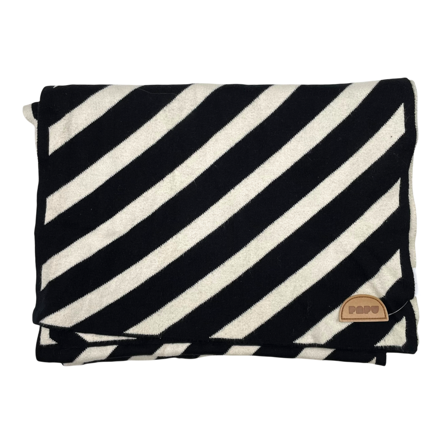 Knitted giant scarf, black, white | woman
