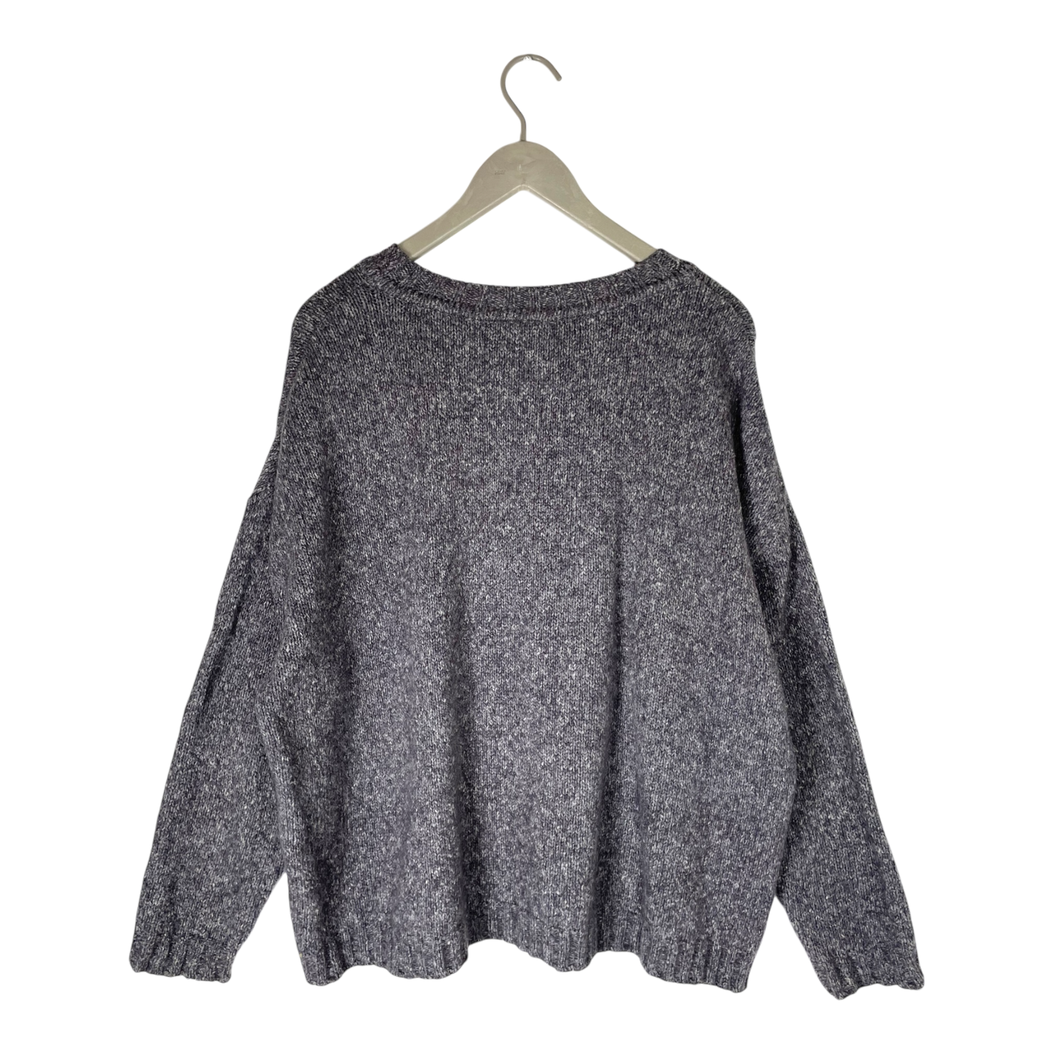 Fluffy knitted sweater, melange grey | woman XL/XXL