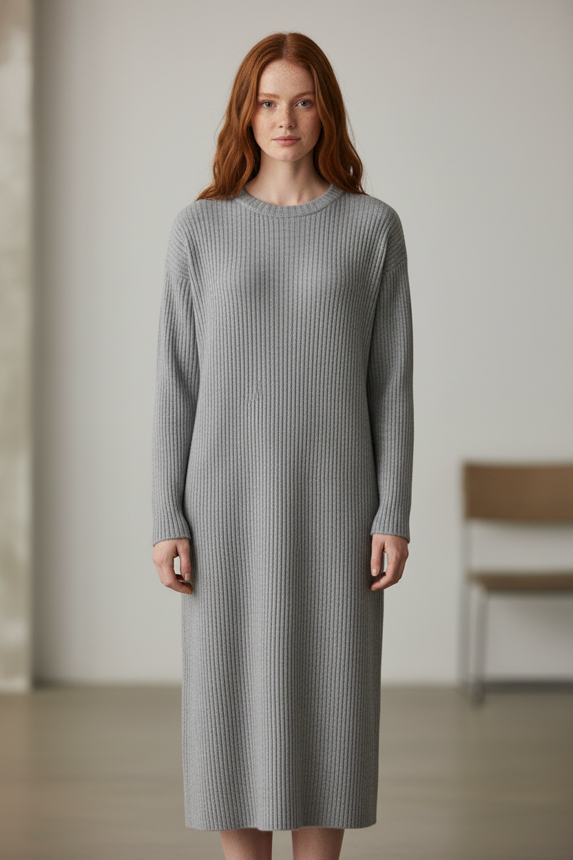 RIB KNIT -mekko, Melange Grey