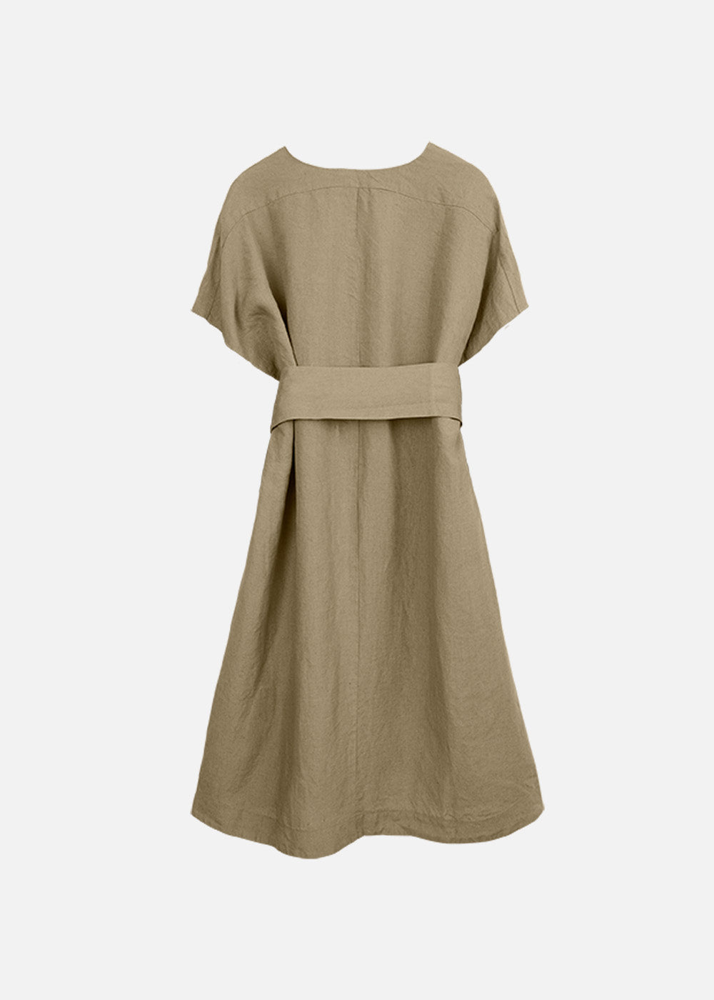 Lyhyt hihainen CAFTAN-pellavamekko, Golden Green