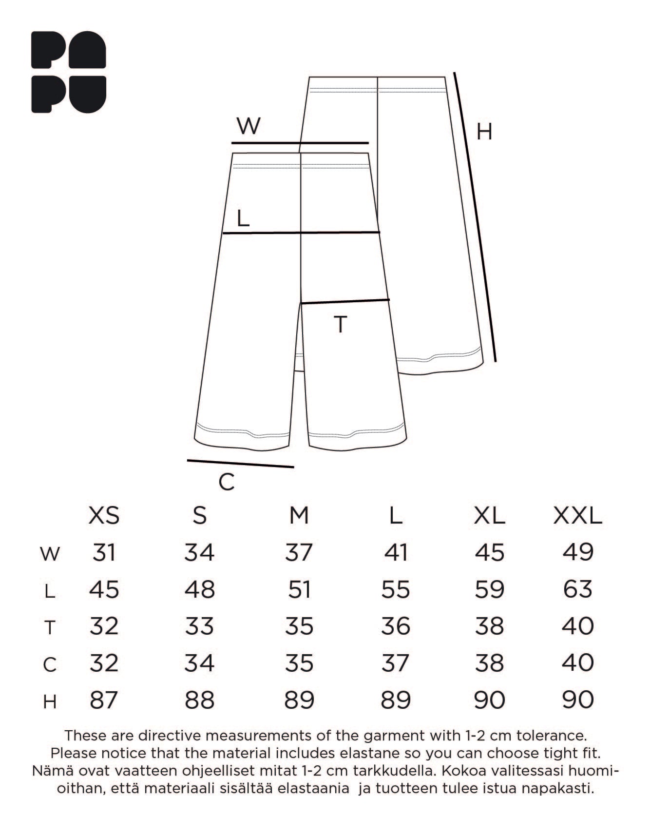 CULOTTES-housut, Musta, Lyocell, naisten