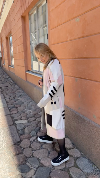 LONG-neuletakki, Travel, Beige/Heather Pink, naisten