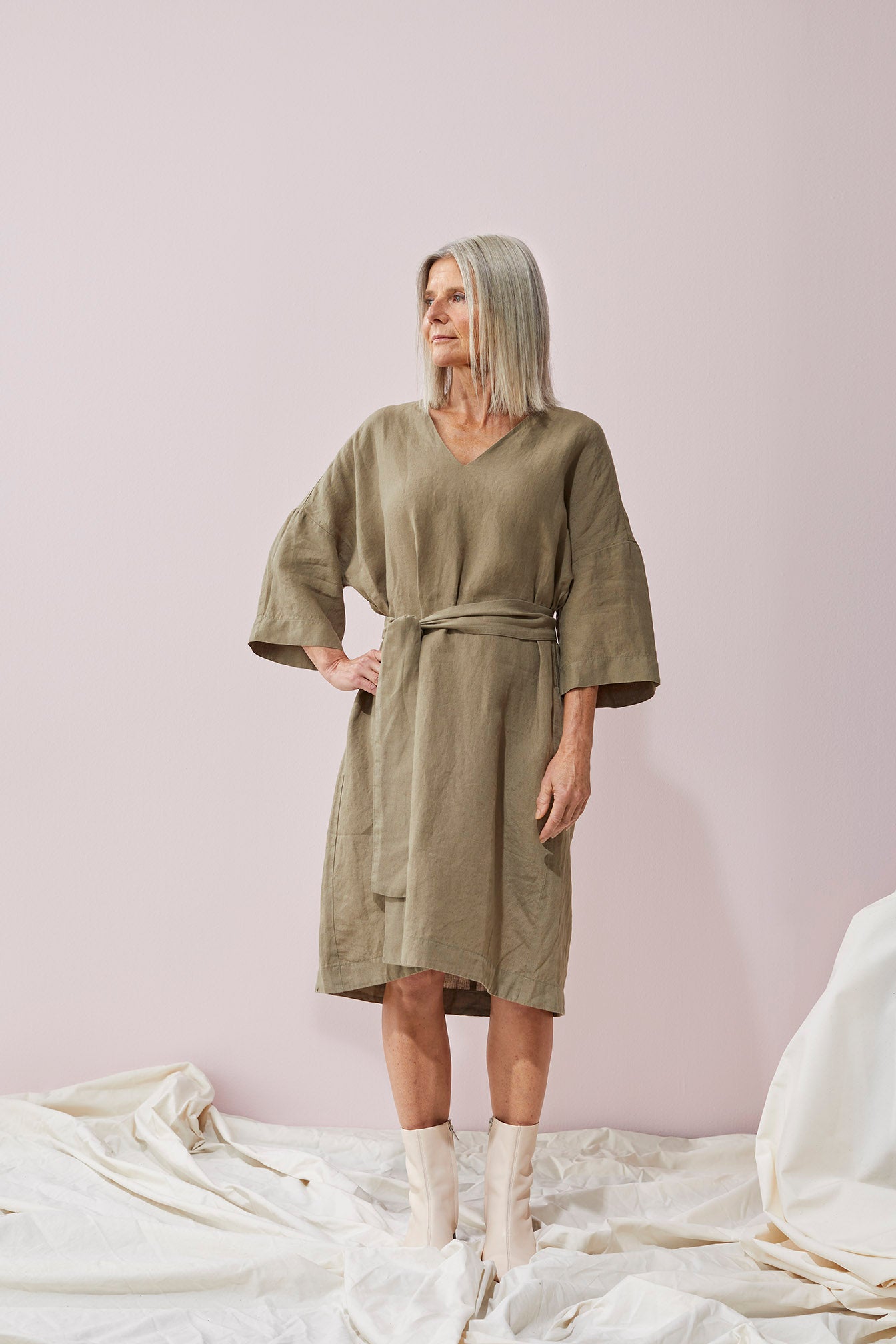 CAFTAN-pellavamekko, Golden Green