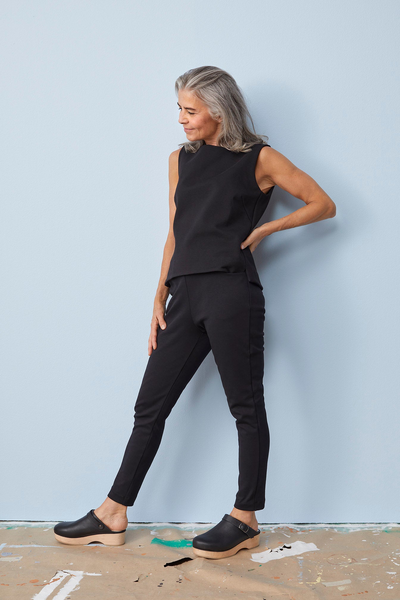 TREGGINGS-housut, Musta, naisten