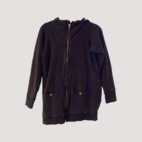 zipper sweat jacket, dark brown | women S